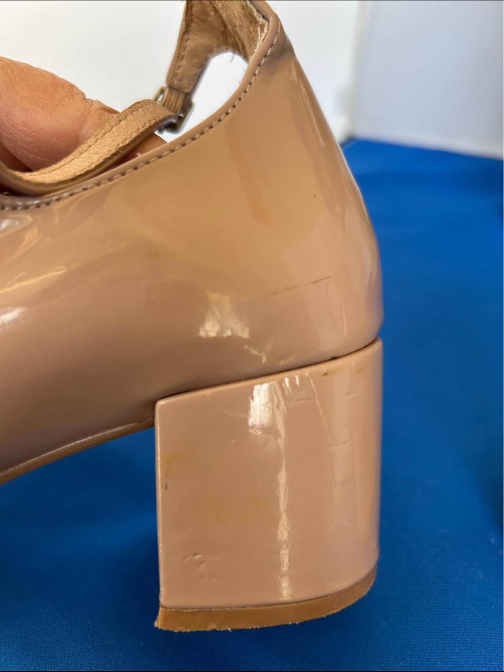 Steve Madden Nude Patent Mary Jane Block Heel Pumps - Picture 4 of 5